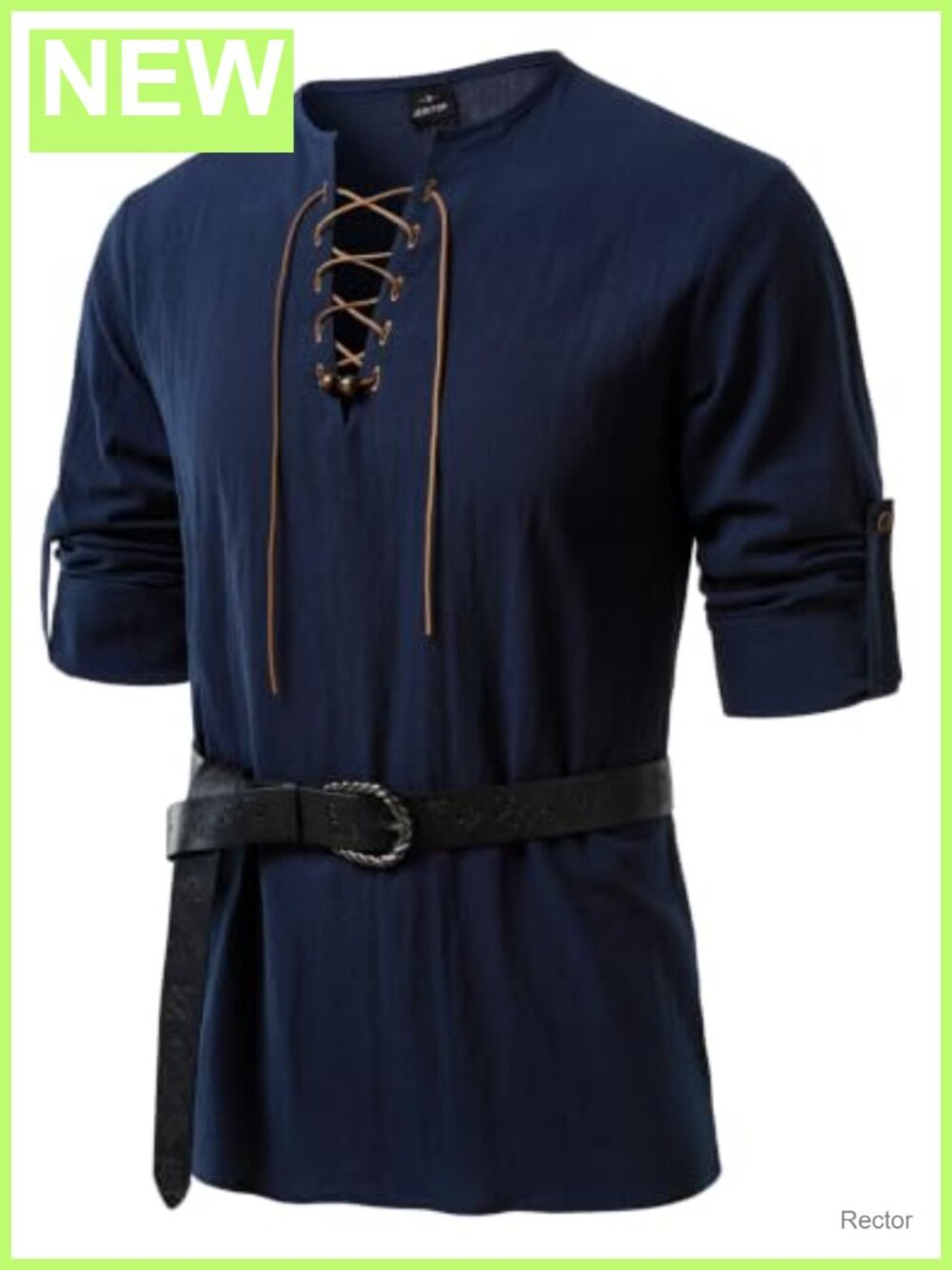 Mens Renaissance Knight Medieval Shirt 100% Cotton Lace-Up V-Neck Costume Top